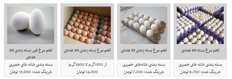قیمت تخم مرغ داخلی پوسته سفید