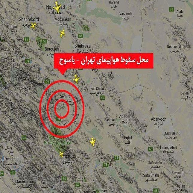موقعیت جغرافیایی فرودگاه عامل سقوط هواپیمای تهران &ndash; یاسوج