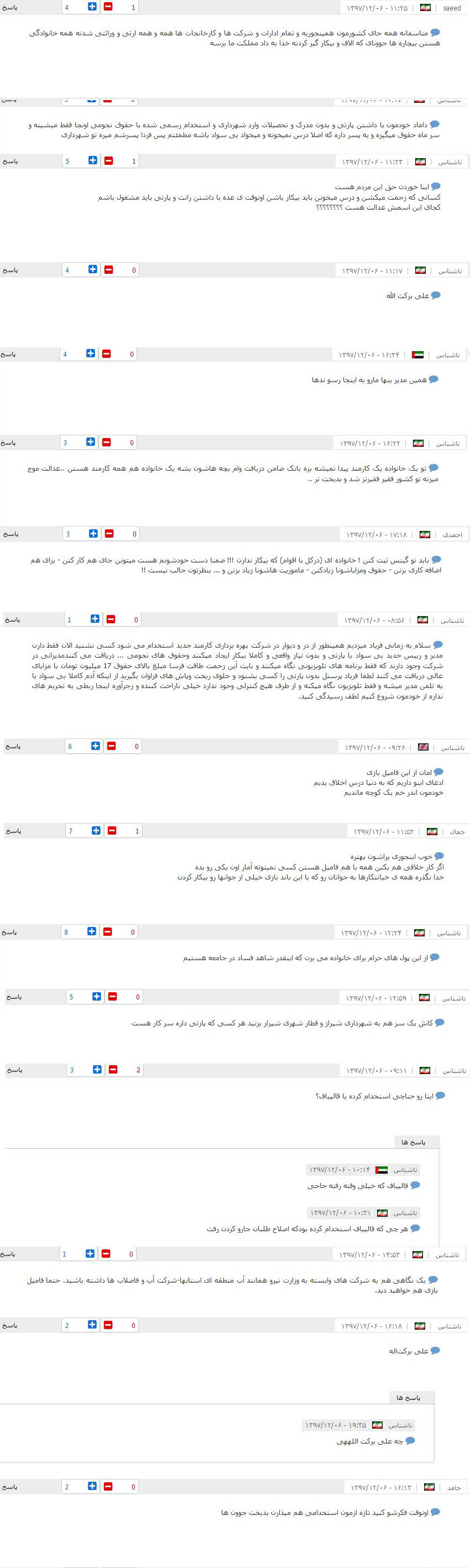 واکنش های غم انگیز مخاطبان باشگاه خبرنگاران جوان به افشای اسناد گزارش فامیل بازی در شهرداری تهران