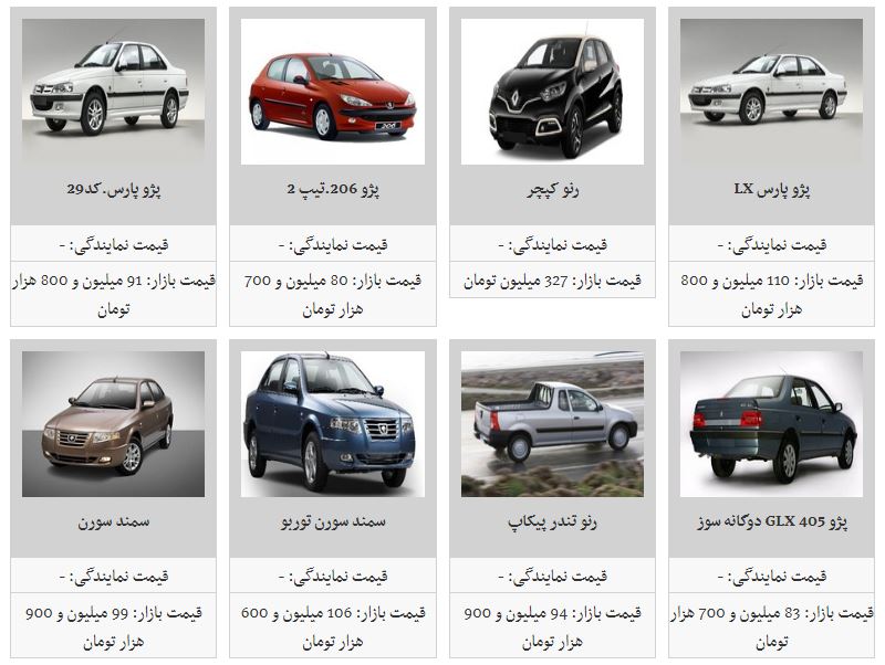 آخرین قیمت روز خودروهای داخلی (۸/ اسفند/۹۷)