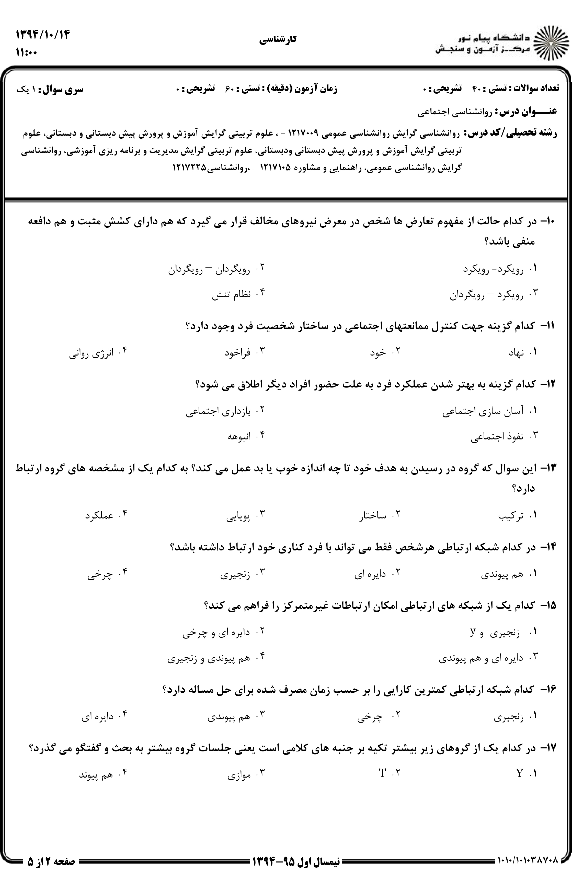 دانلود نمونه سوالات پیام نور رشته روان شناسی + معرفی رشته روان شناسی