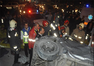 برخورد خودرو توسان با پژو ۲۰۶ در جاده زرگان