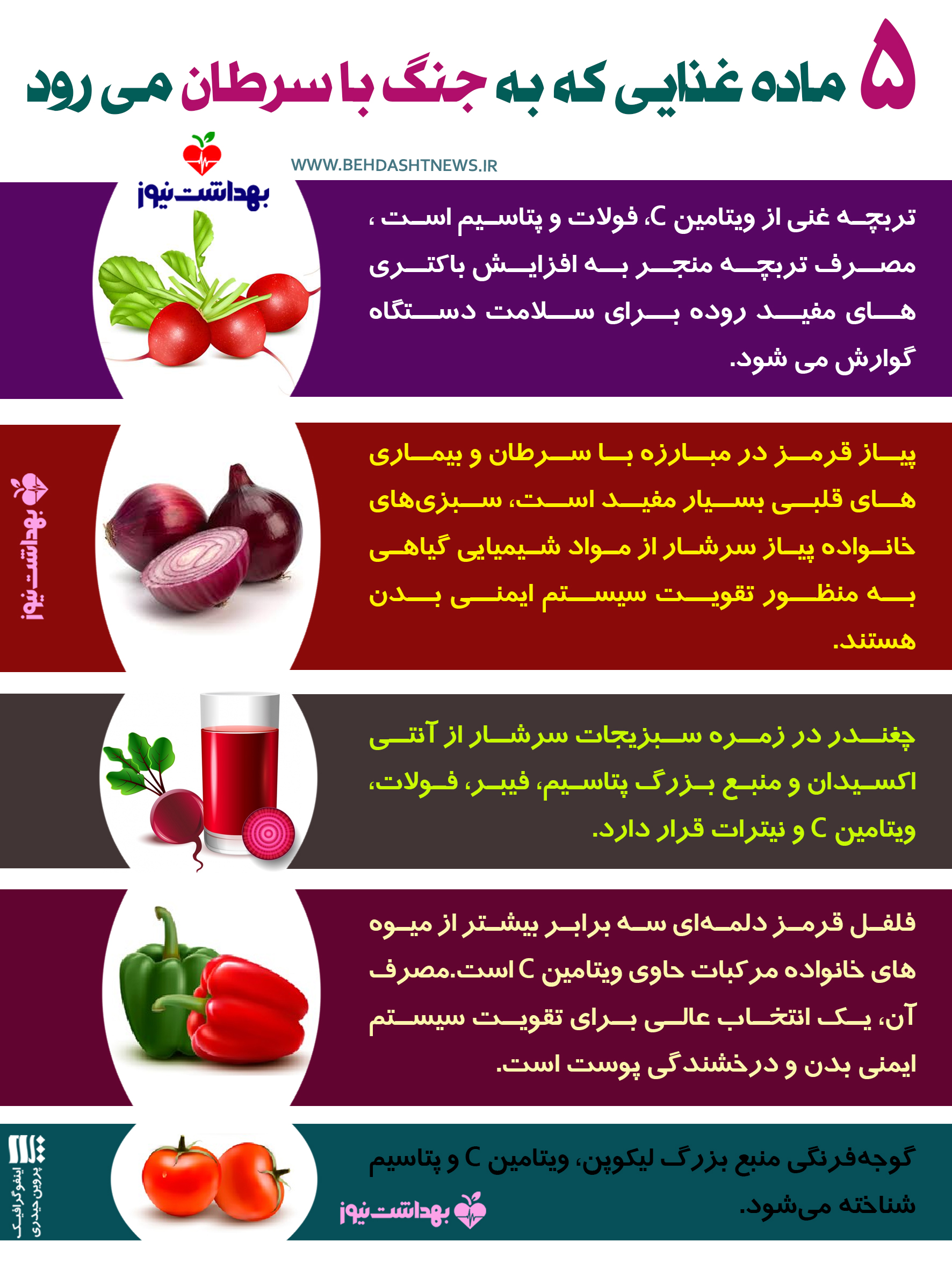 ۵ ماده غذایی اعجاب انگیز که به جنگ با سرطان می&zwnj;رود + اینفوگرافیک