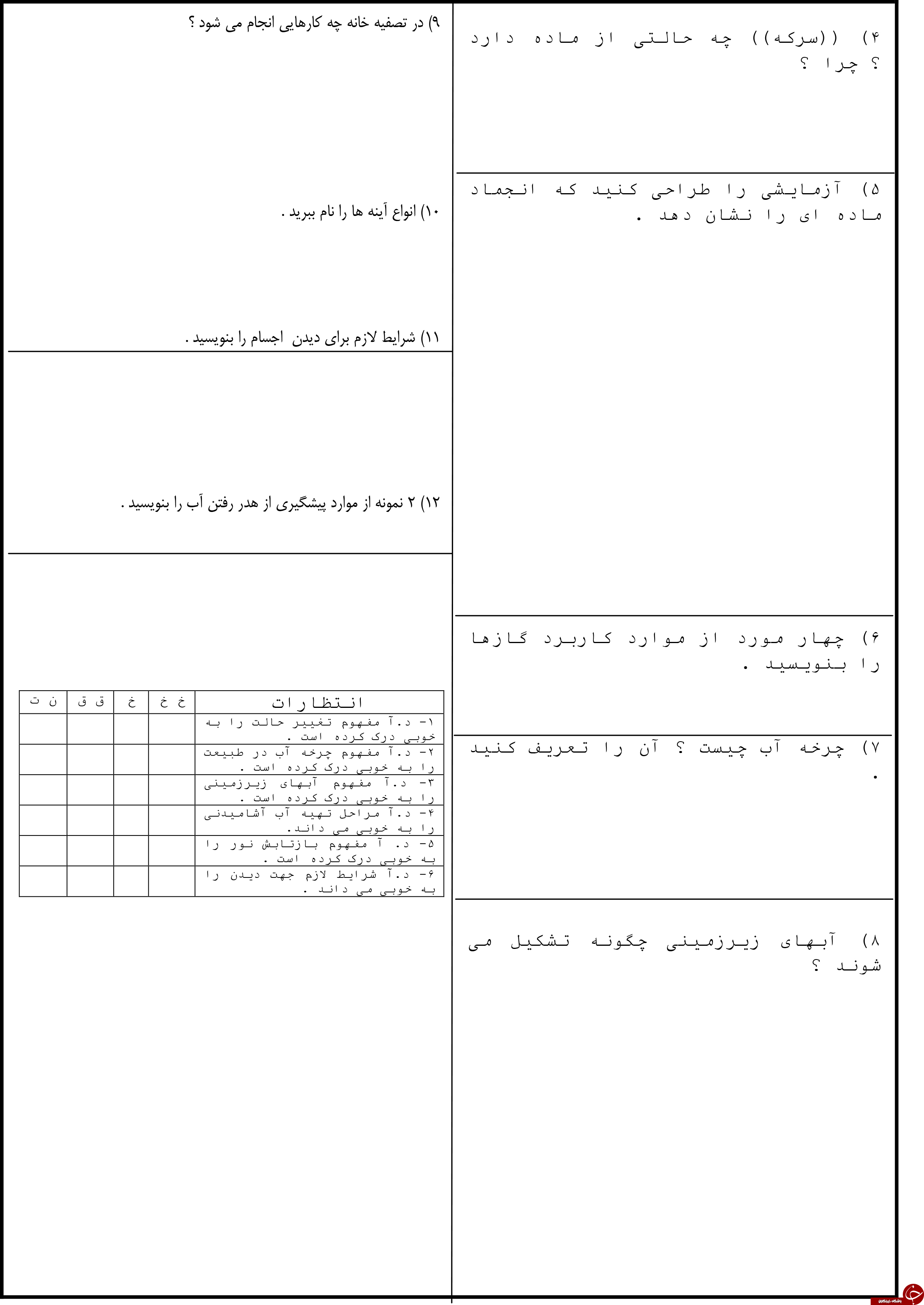&nbsp;پر تکرار ترین و مهم ترین نمونه سوالات علوم سوم ابتدایی + تصاویر