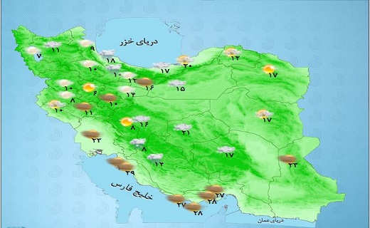 فعالیت سامانه بارشی همچنان در کشور ادامه دارد/ کاهش دما در نیمه شمالی کشور + جدول