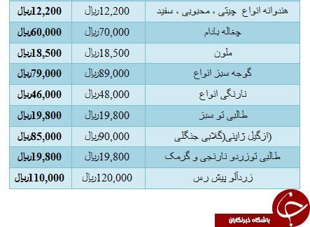 لیست قیمت انواع میوه در میادین میوه و تره بار