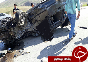 ۱ کشته و ۴ مصدوم در تصادف رانندگی روستای گاوکش دلفان+عکس