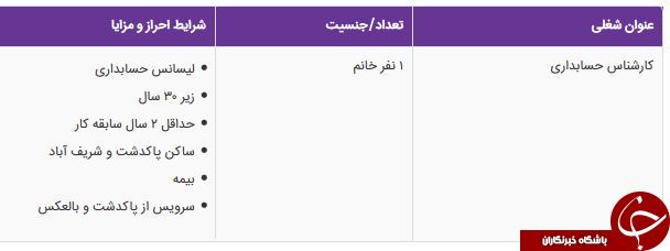 استخدام کارشناس حسابداری در شرکت معتبر در تهران