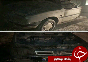 حریق خودرو پژو ۴۰۵در آزادراه خرم آباد اندیمشک+عکس