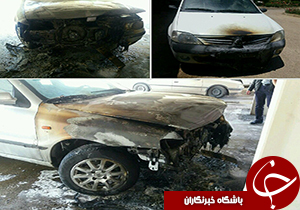 حریق دو خودرو سواری در پارکینگ دانشگاه لرستان+عکس