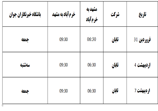 برنامه پرواز&zwnj;های فرودگاه خرم&zwnj;آباد تا ۷ اردیبهشت ماه ۱۳۹۷