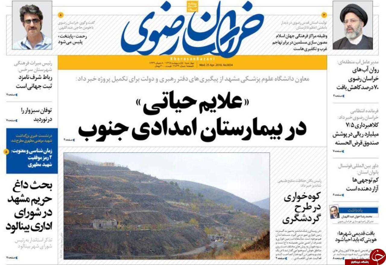 صفحه نخست روزنامه&zwnj;های خراسان رضوی دوشنبه ۵ اردیبهشت