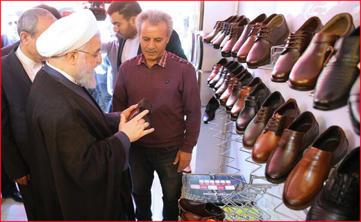 بازدید رئیس جمهور از بازار و کارگاه&zwnj;های تولید کفش تبریز + تصویر