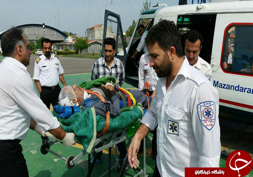 پرواز بالگرد اورژانس مازندران برای انتقال مصدومان حادثه رانندگی