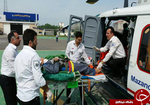 پرواز بالگرد اورژانس مازندران برای انتقال مصدومان حادثه رانندگی
