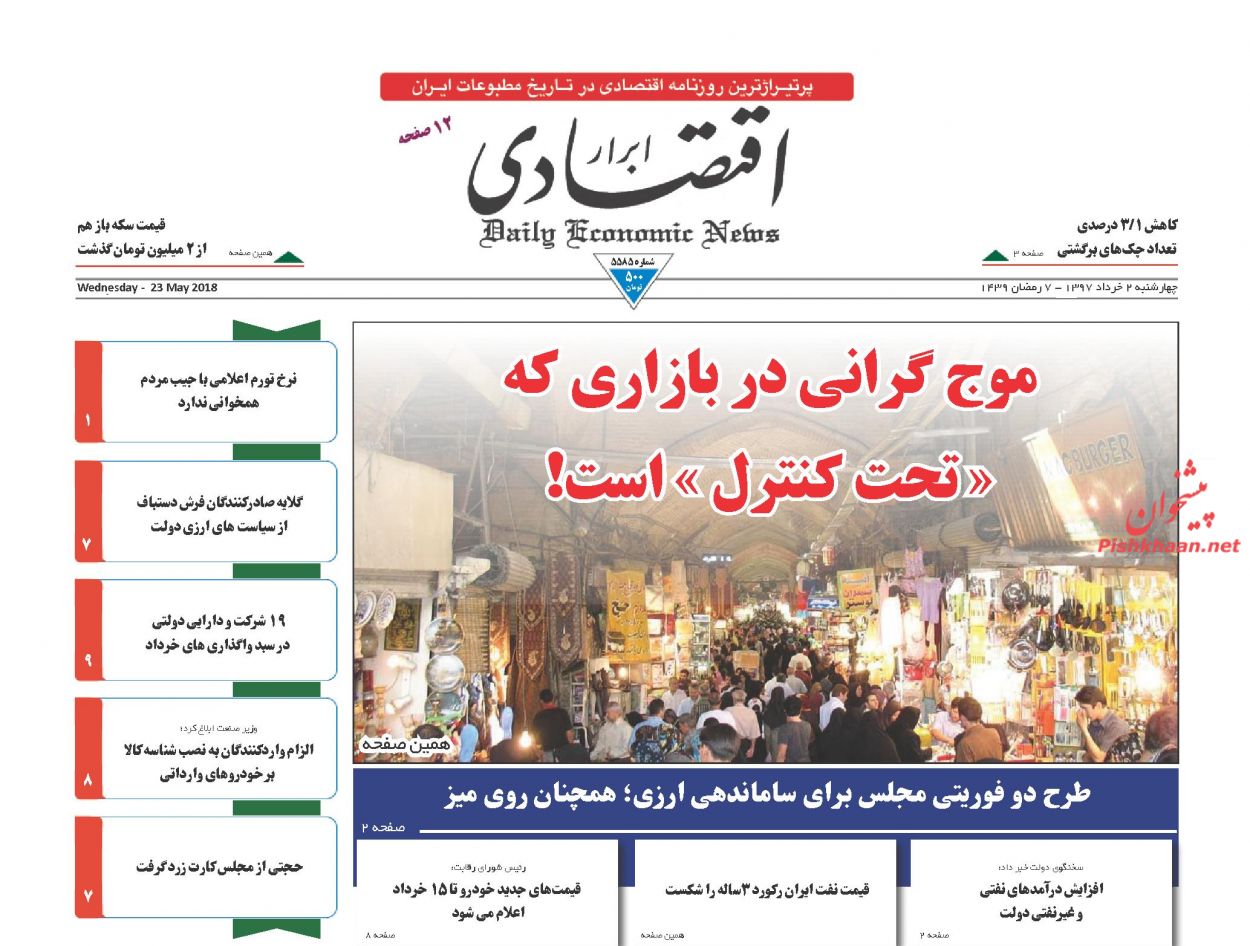 صفحه نخست روزنامه های اقتصادی 2 خردادماه صفحه نخست روزنامه های اقتصادی 2 خردادماه