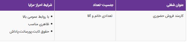 استخدام کارمند فروش حضوری در یک شرکت