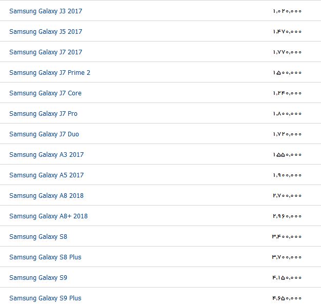 قیمت انواع گوشی موبایل در بازار +جدول