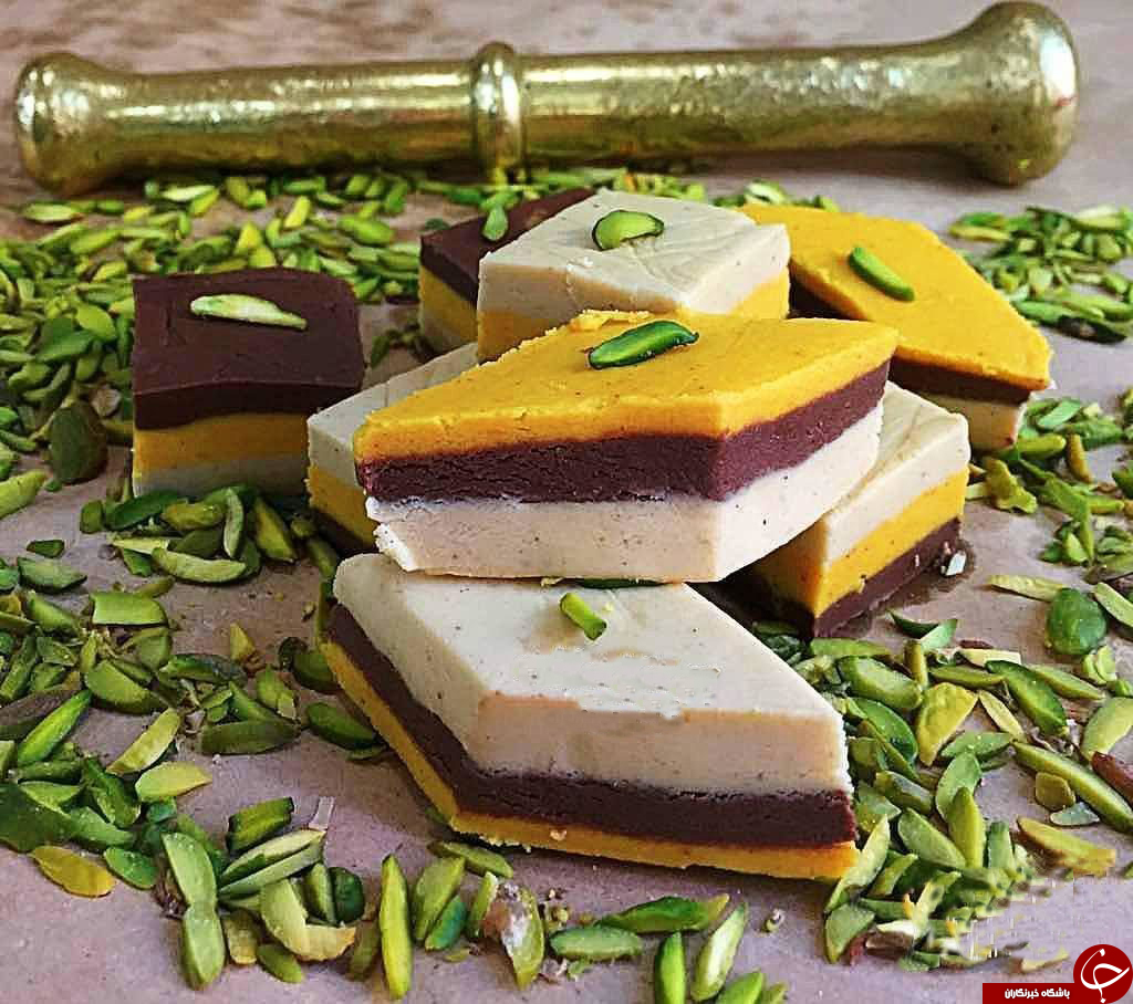 آموزش پخت حلوای سه رنگ