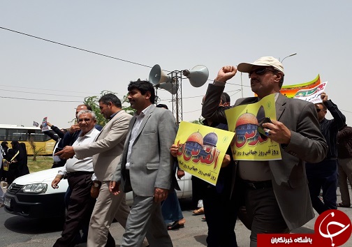 گرمای هوا مانع حضور کارونی ها در راهپیمایی روز جهانی قدس نشد+تصاویر