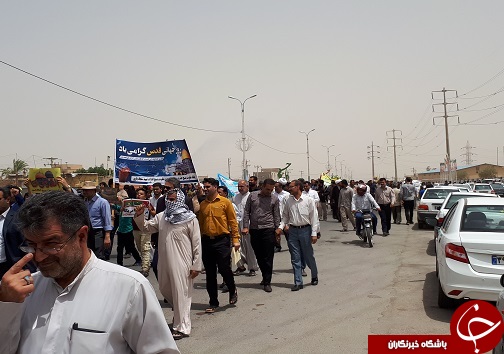 گرمای هوا مانع حضور کارونی ها در راهپیمایی روز جهانی قدس نشد+تصاویر