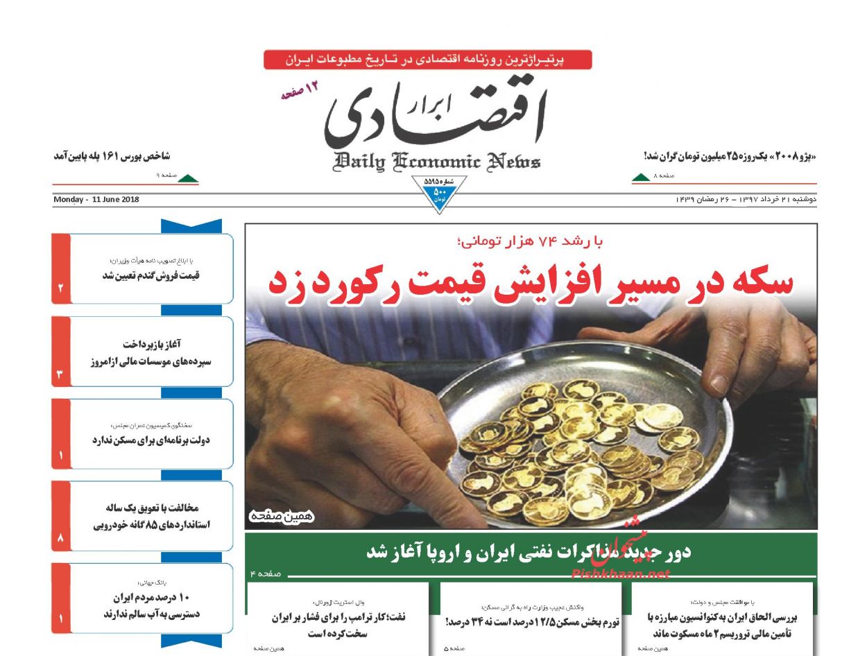 صفحه نخست روزنامه های اقتصادی 21 خردادماه صفحه نخست روزنامه های اقتصادی 21 خردادماه