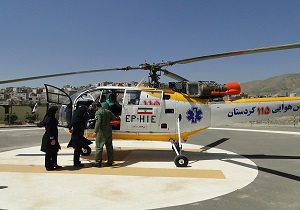 امداد رسانی به مادر باردار با بالگرد اورژانس هوایی دانشگاه علوم پزشکی کردستان