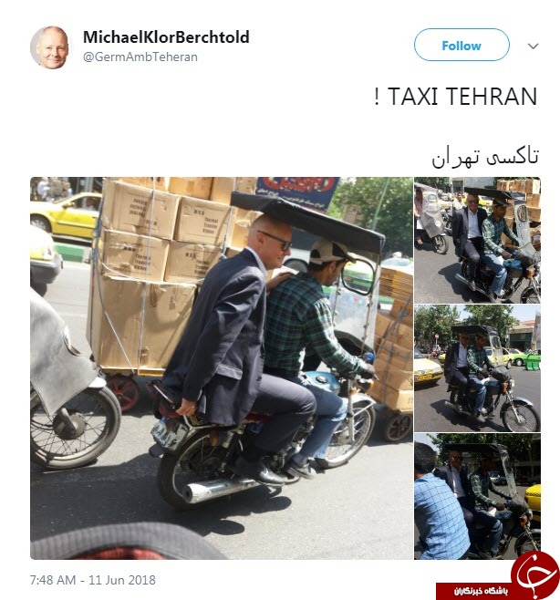 پست جالب سفیر آلمان از موتور سواری در تهران +عکس