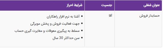 استخدام حسابدار فروش در یک شرکت معتبر در خوزستان