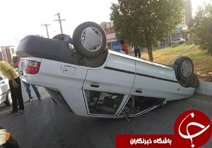مصدومیت یک نفر براثر واژگونی خودرو در ورودی خرم آباد