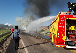 چهار مصدوم در برخورد دو دستگاه خودروی سواری در آبیک