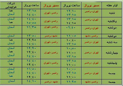 پرواز&zwnj;های پنج شنبه ۱۰ خرداد ماه از فرودگاه&zwnj;های مازندران