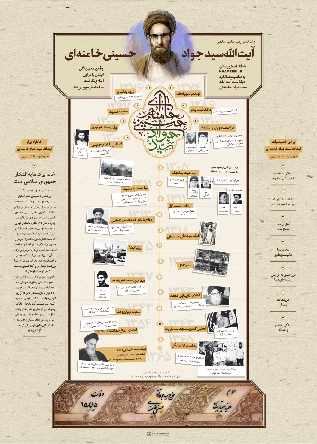 انتشار زندگینامه پدر رهبر انقلاب به مناسبت سالگرد سالگرد وفات ایشان +اینفوگرافیک و فیلم