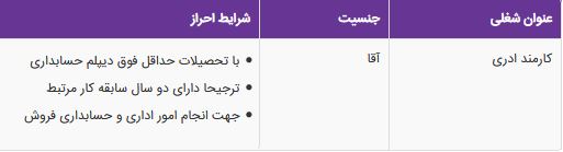 استخدام کارمند اداری آقا در شرکت آذرگستران آسیا در تهران