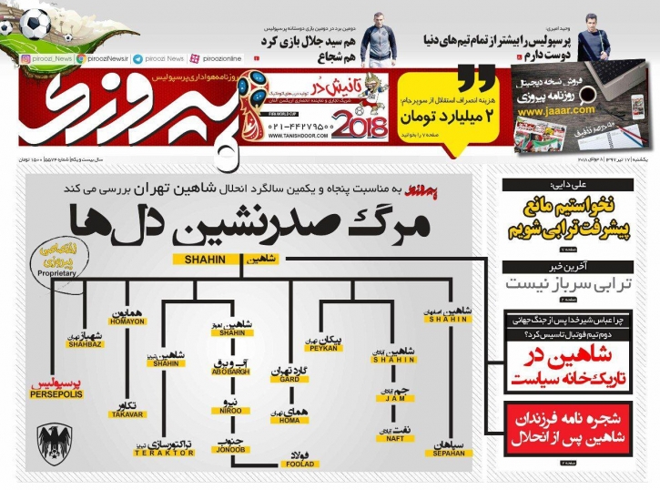 روزنامه&zwnj;های ورزشی هفدهم تیرماه