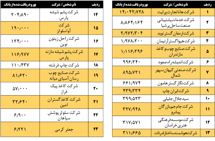 نکات عجیب و غریب فهرست وارد کنندگان کاغذ با ارز دولتی+ جدول