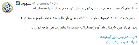 هشتگ  # ایستاده&zwnj;ایم_مثل_گوهرشاد به را انداختند + تصاویر