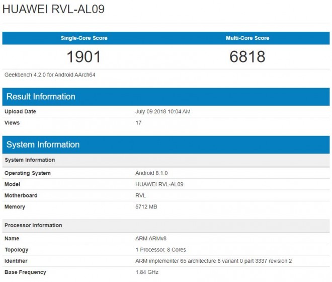 بنچمارک گوشی Honor Note 10 هواوی خبر از پردازنده کایرین 970 می&zwnj;دهد +تصویر