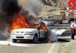 آتش گرفتن خودروی سمند در نهاوند