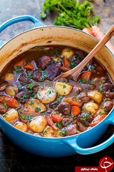طرز پخت خورش گوشت بره و سبزیجات در فر