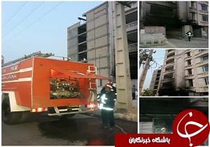 زبانه های آتش در یک ساختمان نیمه کاره در دزفول