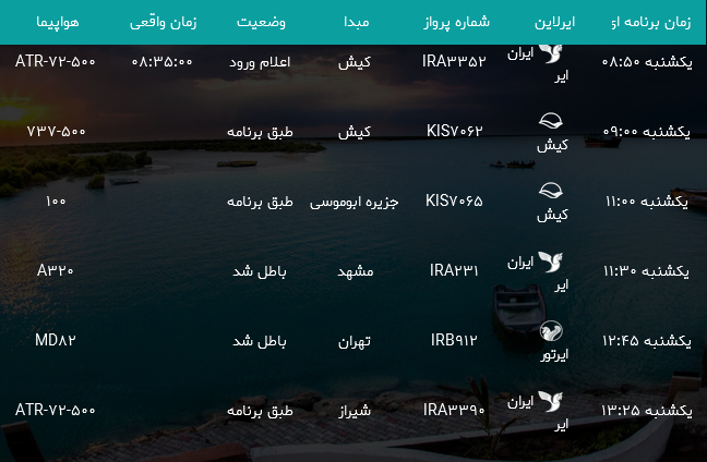 پرواز&zwnj;های فرودگاه بندرعباس یکشنبه ۳۱ تیر ۹۷
