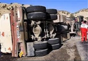 واژگونی تانکر حامل گاز مایع در مسیر سقز- دیواندره