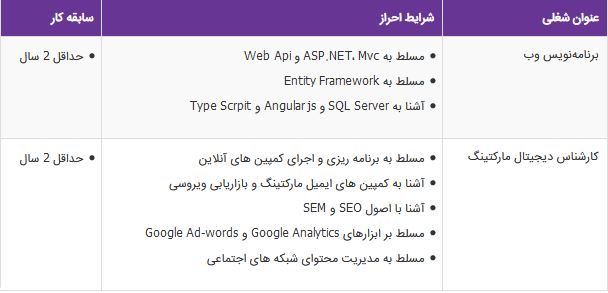 استخدام برنامه&zwnj;نویس وب،کارشناس دیجیتال مارکتینگ در مشهد