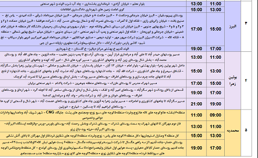برنامه قطع برق استان قزوین در یکم مردادماه