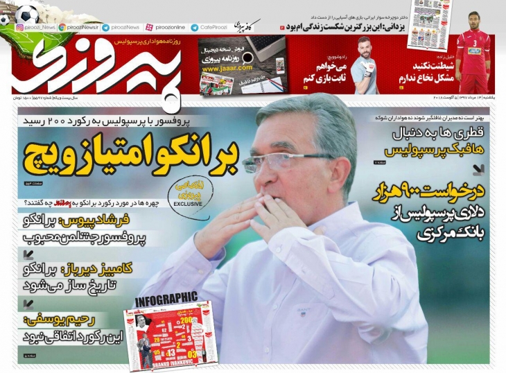 روزنامه&zwnj;های ورزشی چهاردهم مردادماه