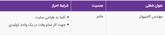استخدام مهندس کامپیوتر خانم در یک شرکت معتبر در تهران