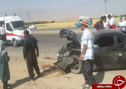 مصدومیت ۵ نفر در تصادف چهار خودرو در جاده بروجرد نهاوند+تصاویر