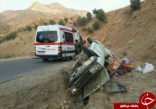 ۵ مصدوم براثر تصادف دو خودروی وانت نیسان وپراید در جاده کوهدشت- پلدختر+تصاویر