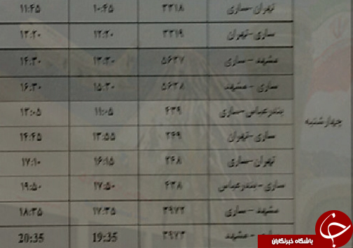 پرواز&zwnj;های چهارشنبه ۳ مردادماه از فرودگاه&zwnj;های مازندران